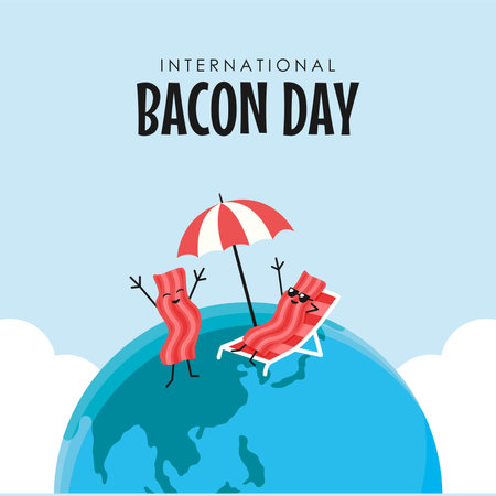 flat happy international bacon day poster template vectorのイラスト素材