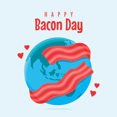 flat happy bacon day poster template vectorのイラスト素材