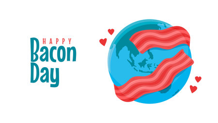 flat happy bacon day banner template vectorのイラスト素材