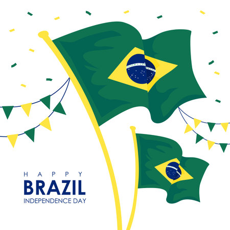 flat brazil independence day poster design concept vectorのイラスト素材