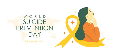 flat world suicide prevention day banner template vectorのイラスト素材