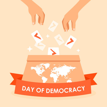 flat international day of democracy poster template vectorのイラスト素材