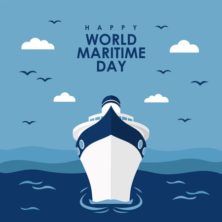 flat happy world maritime day poster template vectorのイラスト素材