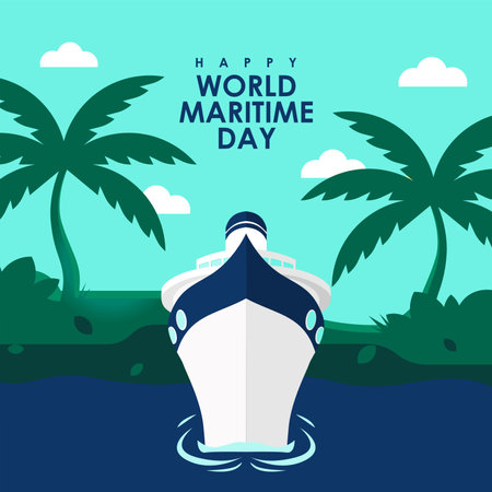 flat world maritime day background template vectorのイラスト素材