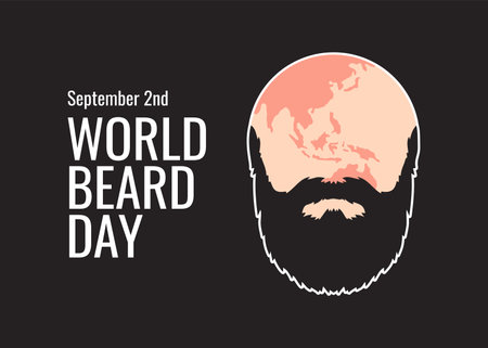 flat world beard day banner on black background template vectorのイラスト素材