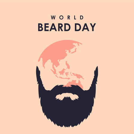 flat world beard day poster template vectorのイラスト素材