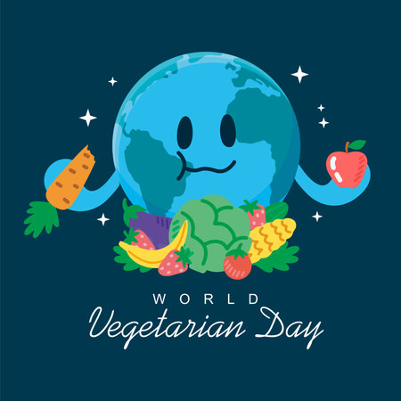 world vegetarian day poster template vector flat designのイラスト素材
