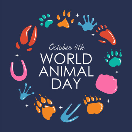 flat design round world animal day poster template vectorのイラスト素材