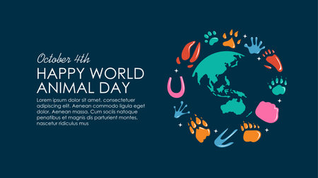 flat design world animal day banner template vectorのイラスト素材