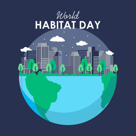flat design world habitat day poster template vectorのイラスト素材