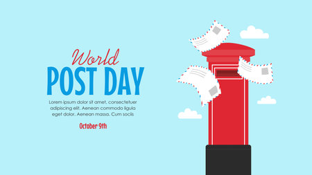 flat design world post day banner template vectorのイラスト素材