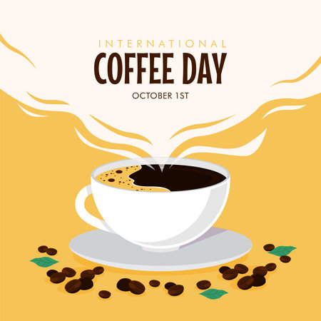 international coffee day poster template vector stock flat designのイラスト素材