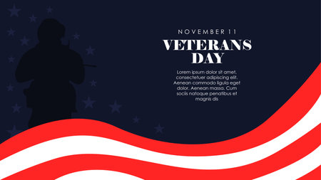 flat design veterans day banner template vectorのイラスト素材