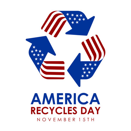 america recycles day poster template vector flat designのイラスト素材