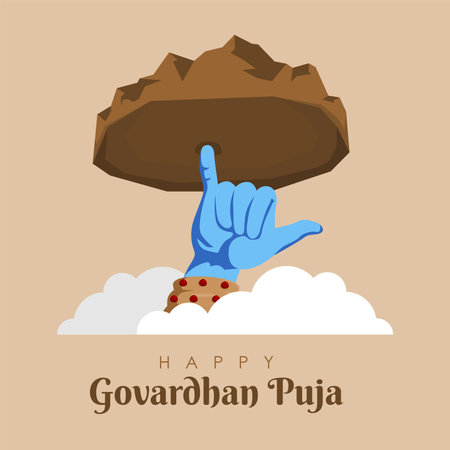 happy govardhan puja poster template vector flat designのイラスト素材