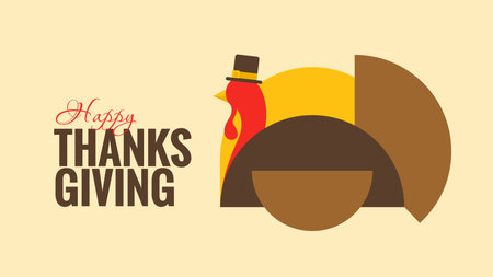 flat design happy thanksgiving banner template vector stockのイラスト素材