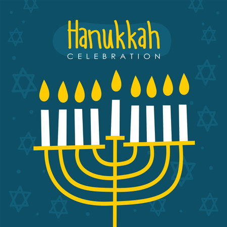 hanukkah celebration poster template vector flat designのイラスト素材