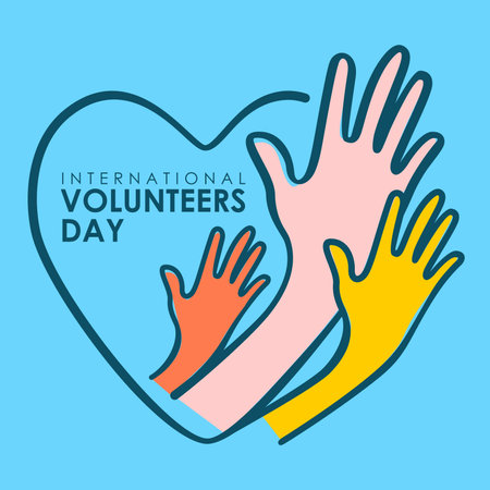 international volunteers day post template vector flat designのイラスト素材