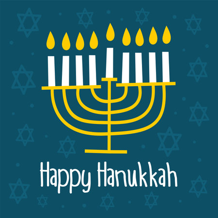 happy hanukkah poster template vector stock flat designのイラスト素材