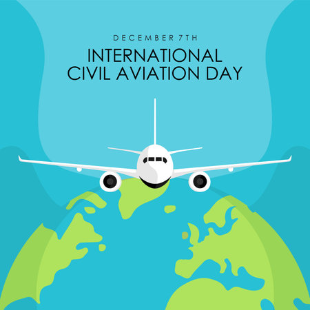 international civil aviation day background template vector flat designのイラスト素材