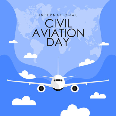 flat design international civil aviation day post template vectorのイラスト素材