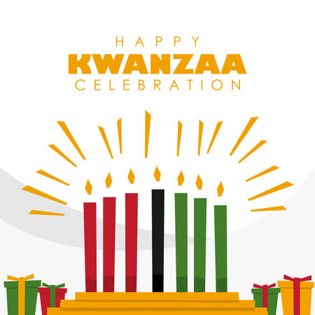 happy kwanzaa celebration poster template vector flat designのイラスト素材