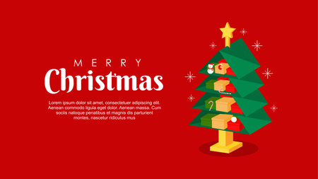 merry christmas greeting card template vector stock horizontalのイラスト素材