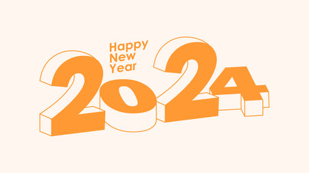 flat happy new year 2024 background template vectorのイラスト素材