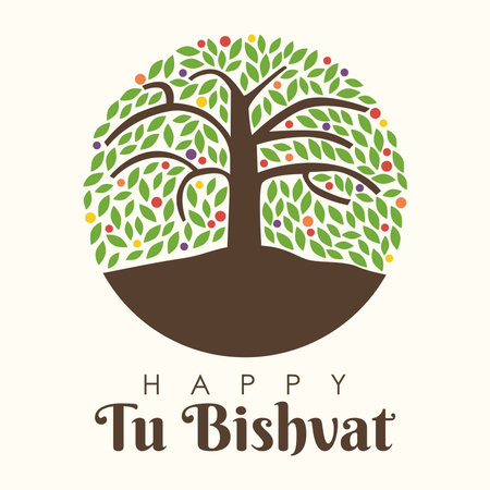 flat happy tu bishvat post template vectorのイラスト素材