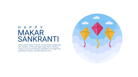 flat design happy makar sankranti banner template vectorのイラスト素材