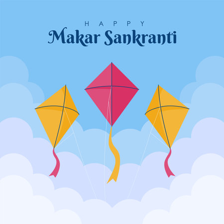 happy makar sankranti post template vector flat designのイラスト素材