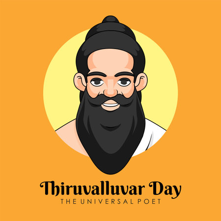 fllat design thiruvalluvar day illustration vector stockのイラスト素材