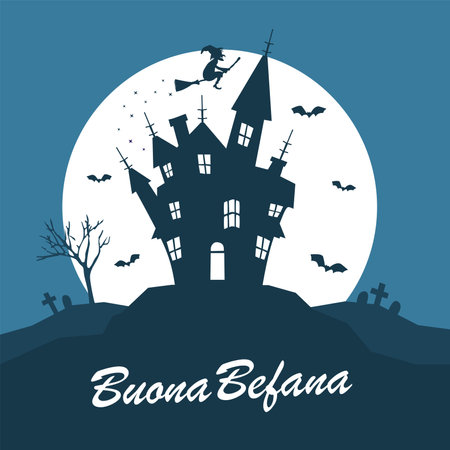 flat design buona befana illustration vector stockのイラスト素材