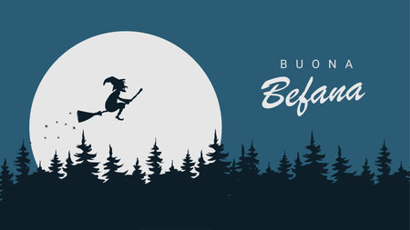 flat design buona befana banner vector stockのイラスト素材