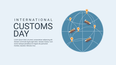 flat design international customs day banner template vectorのイラスト素材