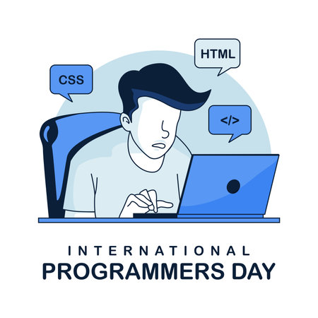 flat international programmers day post template vector stockのイラスト素材