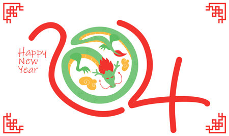 vector flat background for chinese new year festival 2024 designのイラスト素材