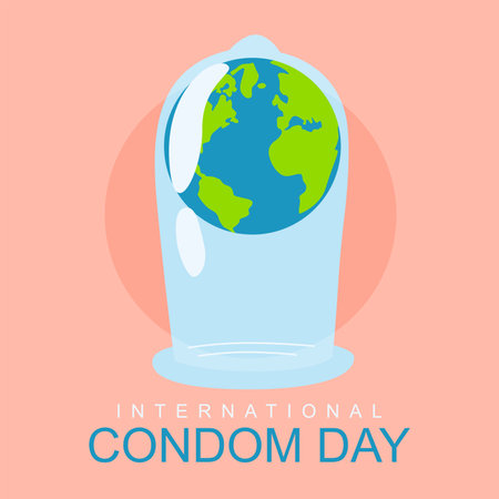 vector international condom day banner template flat designのイラスト素材