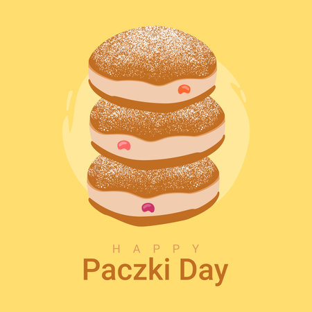 flat happy paczki day poster template vector stockのイラスト素材
