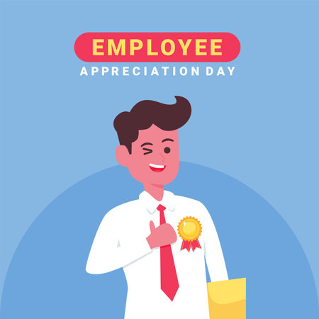 flat design employee appreciation day poster templateのイラスト素材