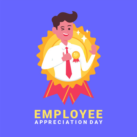vector employee appreciation day poster template flat designのイラスト素材