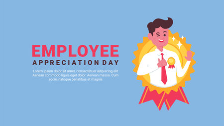 flat design employee appreciation day banner templateのイラスト素材