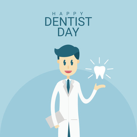 flat design happy dentist day poster template vectorのイラスト素材