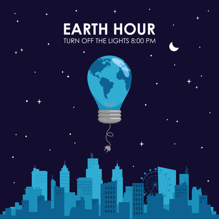 vector earth hour poster template flat designのイラスト素材