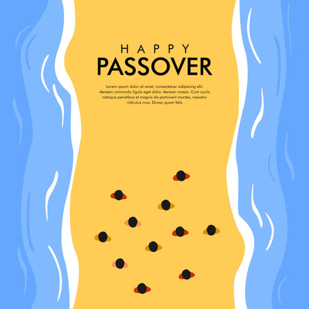 flat design happy passover poster template vectorのイラスト素材
