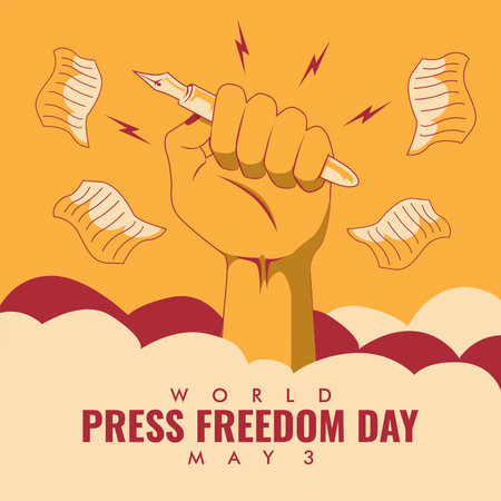 vector world press freedom day poster template flat designのイラスト素材