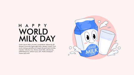 vector happy world milk day banner template flat designのイラスト素材