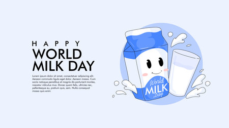 vector happy world milk day background template flat designのイラスト素材