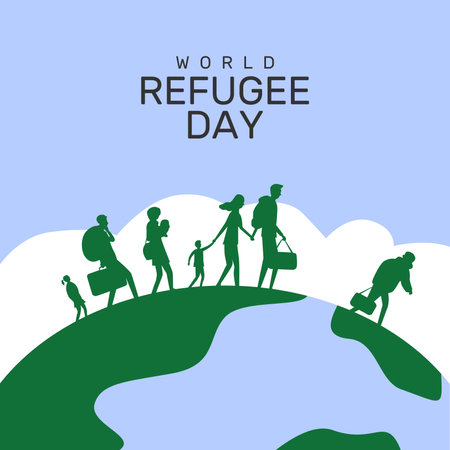 vector world refugee day background template flat designのイラスト素材