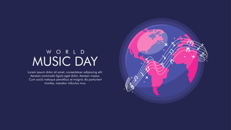 vector world music day background template flat designのイラスト素材